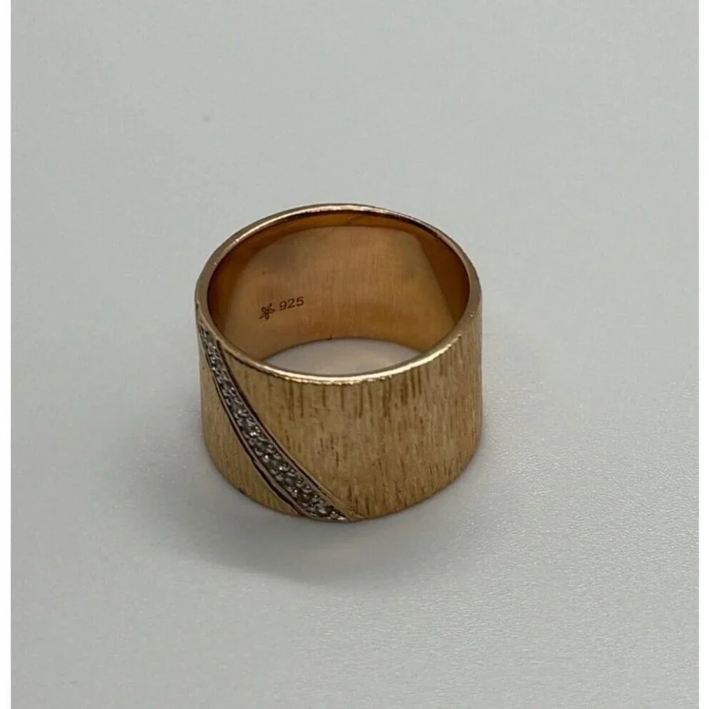 925 STERLING SILVER GOLD PLATED  CZ RING SIZE 7